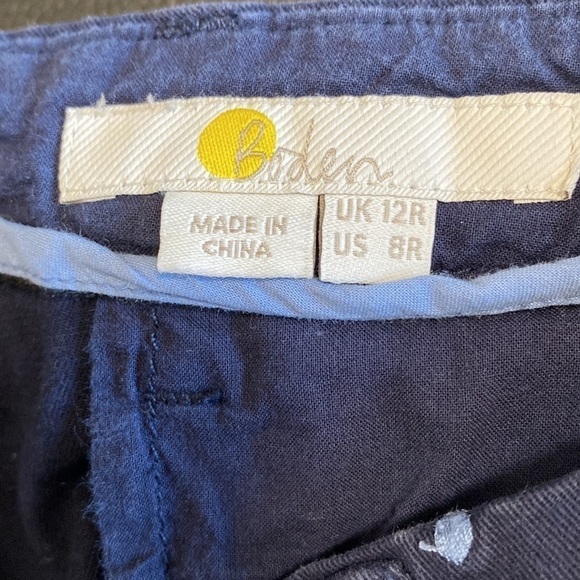 Boden Rachel Spot Chino NAVY WITH BLUE POLKA DOTS Trousers Sz 8 - Picture 13 of 15